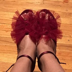 Blue by Betsey Johnson Big Tulle Bow Satin Heels